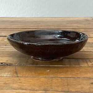 Studio Art Pottery Bowl 6" Dark Brown Textured Glaze Finish